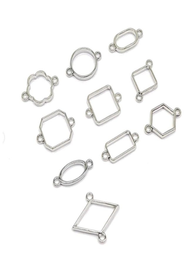Excellentcrafts EXCELLENT CRAFTS Rakhi Bezels, Resin Bezel for Making Pendants, Rakhi, Bracelet, Earrings, DIY for Rakshabandhan (Pack of 10 pcs) (Silver) - Image 1